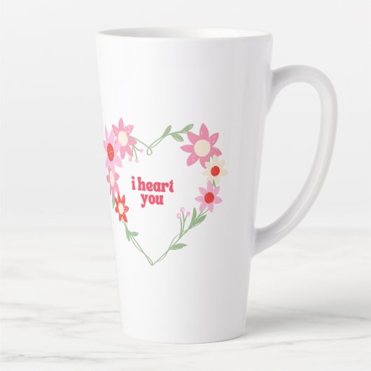 Schattig bloemhart Valentijnsdag Latte Mok (Rechts)