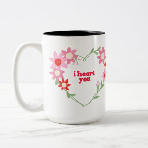 Schattig bloemhart Valentijnsdag Tweekleurige Koffiemok