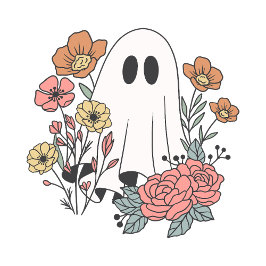 Schattig Bloemig Halloween Geest Initialen Tote Bag