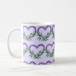 Schattig Bloemig Lavendel Hart Koffiemok