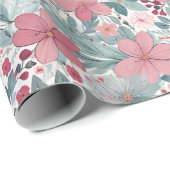Schattig Bloemig Pastel Cadeaupapier (Rol Hoek)