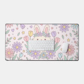 Schattig bloemkonijn pastel bureaumat (Keyboard & Muis)