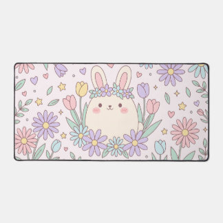 Schattig bloemkonijn pastel bureaumat