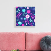Schattig bloemmotief achtergrond canvas afdruk (Insitu (Woonkamer))