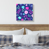 Schattig bloemmotief achtergrond canvas afdruk (Insitu (Slaapkamer))