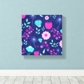 Schattig bloemmotief achtergrond canvas afdruk (Insitu (Houten vloer))