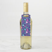 Schattig bloemmotief achtergrond flessenhanger (Op fles)