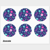 Schattig bloemmotief achtergrond ronde sticker (Vel)