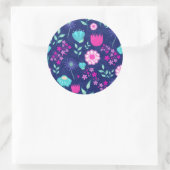 Schattig bloemmotief achtergrond ronde sticker (Tas)