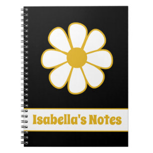 Schattig bloemmotief enkele retro gepersonaliseerd notitieboek