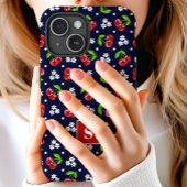 Schattig Bloemmotief met Kersen Stippen Navy Monog Case-Mate iPhone Case