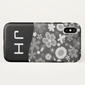 Schattig bloemmotief met tweeletterig monogram Case-Mate iPhone case (Achterkant (horizontaal))