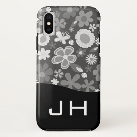 Schattig bloemmotief met tweeletterig monogram Case-Mate iPhone case (Achterkant)