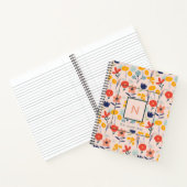 Schattig bloemmotief roze monogram notitieboek (Binnen)