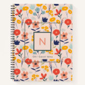 Schattig bloemmotief roze monogram notitieboek (Voorkant)