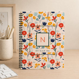 Schattig bloemmotief roze monogram notitieboek