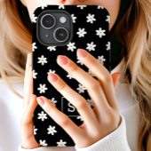 Schattig Bloemmotief Zwarte Graslelie Monogram Case-Mate iPhone Case
