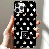 Schattig Bloemmotief Zwarte Graslelie Monogram Case-Mate iPhone Case
