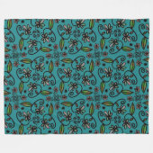 Schattig bloempatroon turkoois fleece deken (Voorkant (Horizontaal))