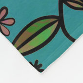 Schattig bloempatroon turkoois fleece deken (Hoek)