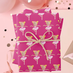 Schattig blond balletmeisje op maat gemaakte kinde inpakpapier vel