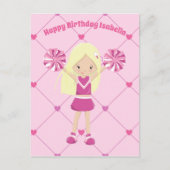 Schattig Blond Cheerleader Aangepaste Roze Meisjes Briefkaart (Voorkant)