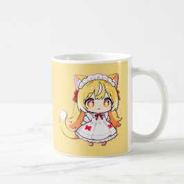 Schattig Blond Chibi Neko - Midi Jurk Koffiemok
