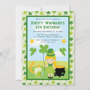 Schattig Blond Haar Meisje St Patrick's Kinder Ver Kaart