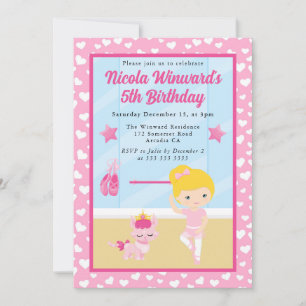 Schattig Blond Meisje Ballerina Kinderverjaardag Kaart