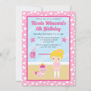 Schattig Blond Meisje Ballerina Kinderverjaardag Kaart