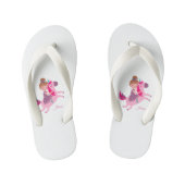 Schattig blond meisje dat op een eenhoorn rijdt kinder teenslippers (Voetbed)
