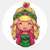 Schattig blond meisje ronde sticker (Voorkant)
