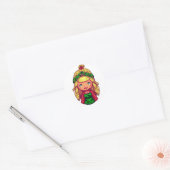 Schattig blond meisje ronde sticker (Envelop)