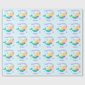 Schattig blond Paarse zeemeermin gepersonaliseerd  Cadeaupapier (Vlak)