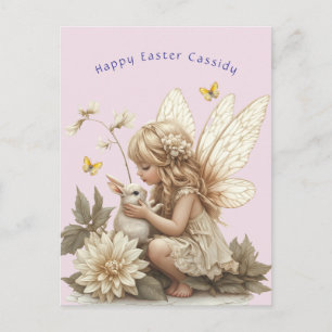 Schattig Blond Sprookje Paashaas Konijn Vlinders Briefkaart