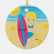Schattig Blond Surfermeisje Gepersonaliseerde Kers