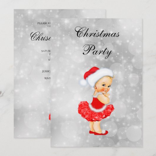Schattig blondharig babemeisje kerstfeest kaart (Voorkant / Achterkant)