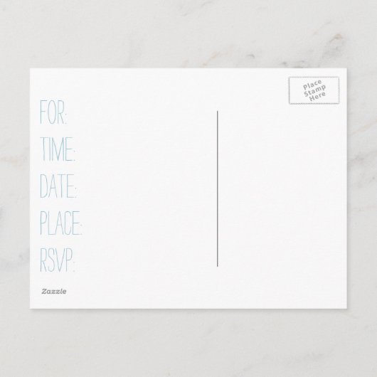 Schattig Blue Baby Boy Carriage Retro Baby shower Uitnodiging Briefkaart (Achterkant)