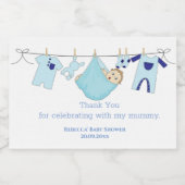 Schattig Blue Boy Baby shower Mini Sparkling Wijnetiket (Enkel label)