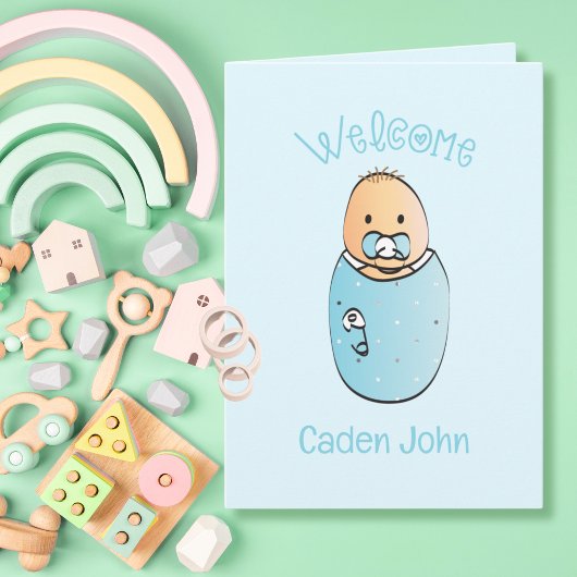 Schattig Blue Boy Sweet Keepsake Baby shower Kaart