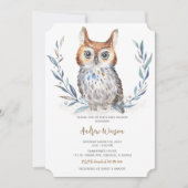 Schattig Blue Owl Baby shower Kaart (Voorkant)