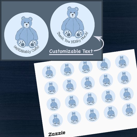 Schattig Blue Teddy Bear Ronde Sticker