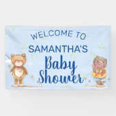 Schattig Blue Waterverf Beren Boy Baby shower Spandoek (Horizontaal)