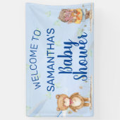 Schattig Blue Waterverf Beren Boy Baby shower Spandoek (Verticaal)
