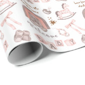 Schattig Blush Brown Welkom Baby Cadeaupapier (Rol Hoek)