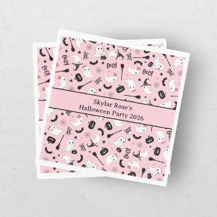 Schattig Boe Spoken Halloween Roze Meisje Servet
