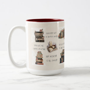 Schattig Boek Liefhebber Citaat Wrap Tweekleurige Koffiemok