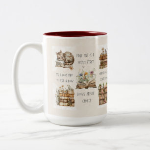 Schattig Boek Liefhebber Citaat Wrap Tweekleurige Koffiemok