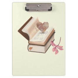 Schattig boek met landkaart hart en bloem klembord