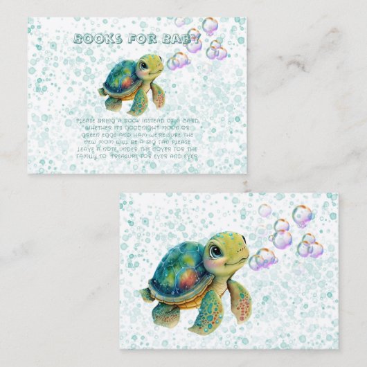 Schattig boek schildpad en bubbels voor Baby Visitekaartje (Voorkant / Achterkant)